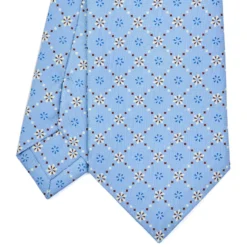 CRAVATTA SARTORIALE CLASSICA IN SETA AZZURRA Microfantasia fiore
