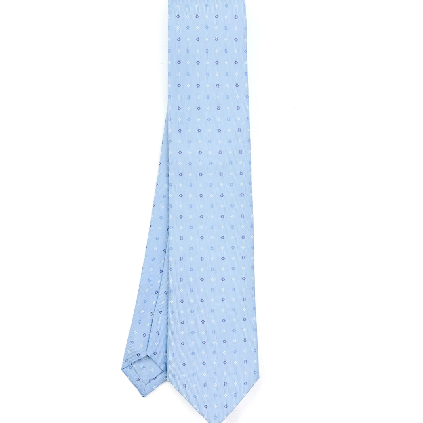 CRAVATTA SARTORIALE CLASSICA IN SETA AZZURRA Microfantasia fiore