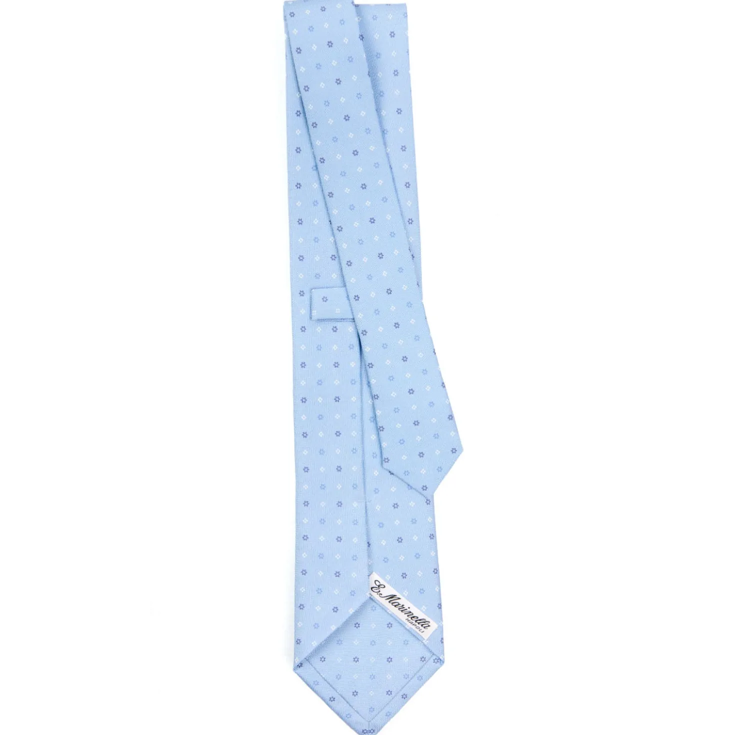 CRAVATTA SARTORIALE CLASSICA IN SETA AZZURRA Microfantasia fiore