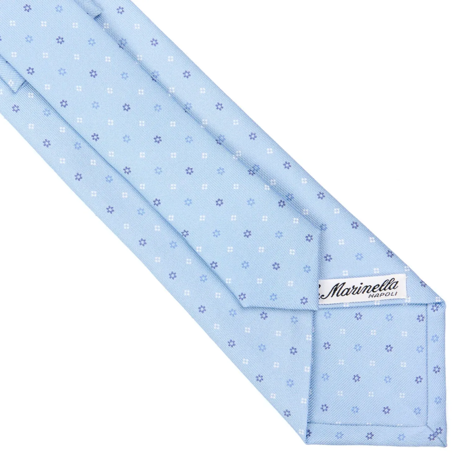 CRAVATTA SARTORIALE CLASSICA IN SETA AZZURRA Microfantasia fiore