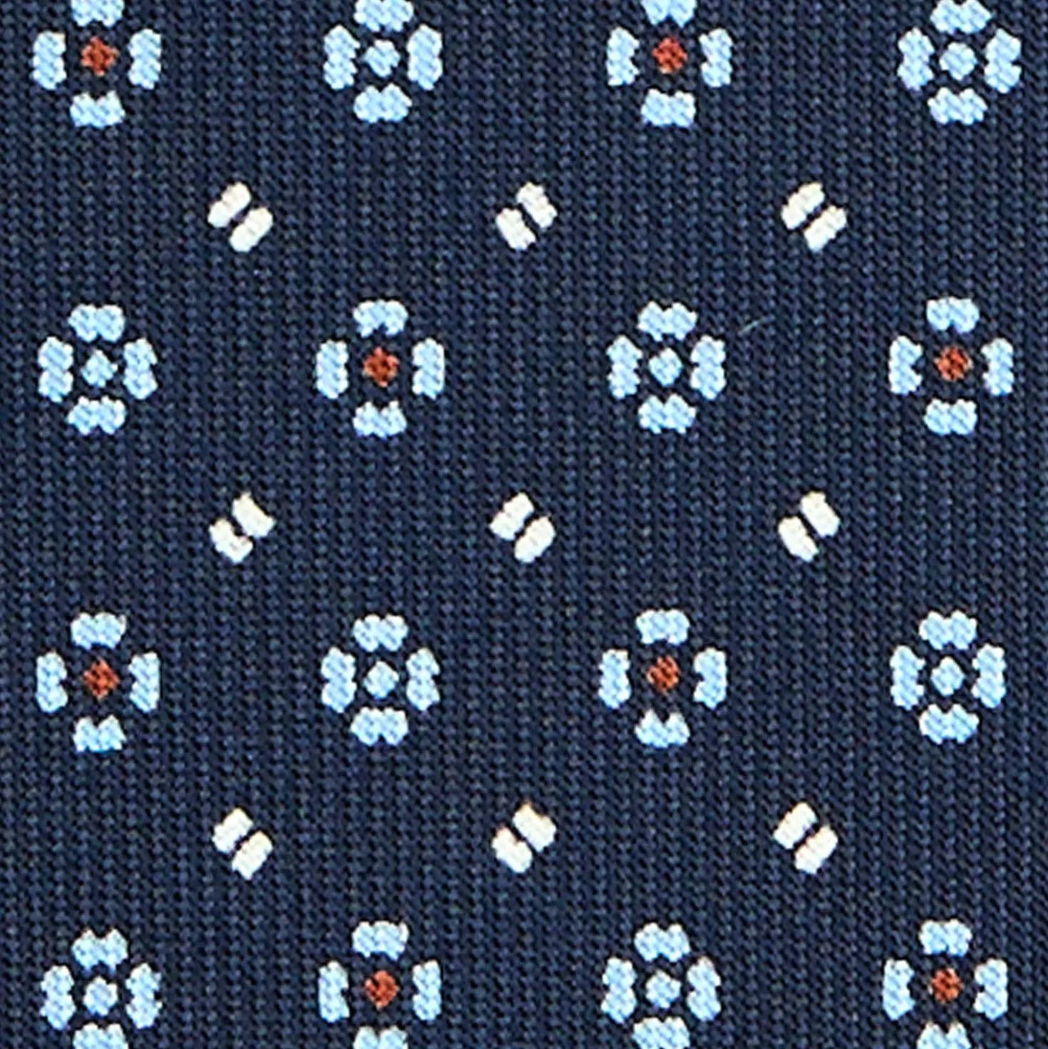CRAVATTA SARTORIALE CLASSICA IN SETA BLU SCURO Microfantasia fiore