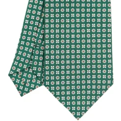 CRAVATTA SARTORIALE CLASSICA IN SETA VERDE SCURO Microfantasia fiore