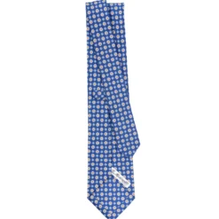 CRAVATTA SARTORIALE CLASSICA IN SETA BLU Microfantasia fiore