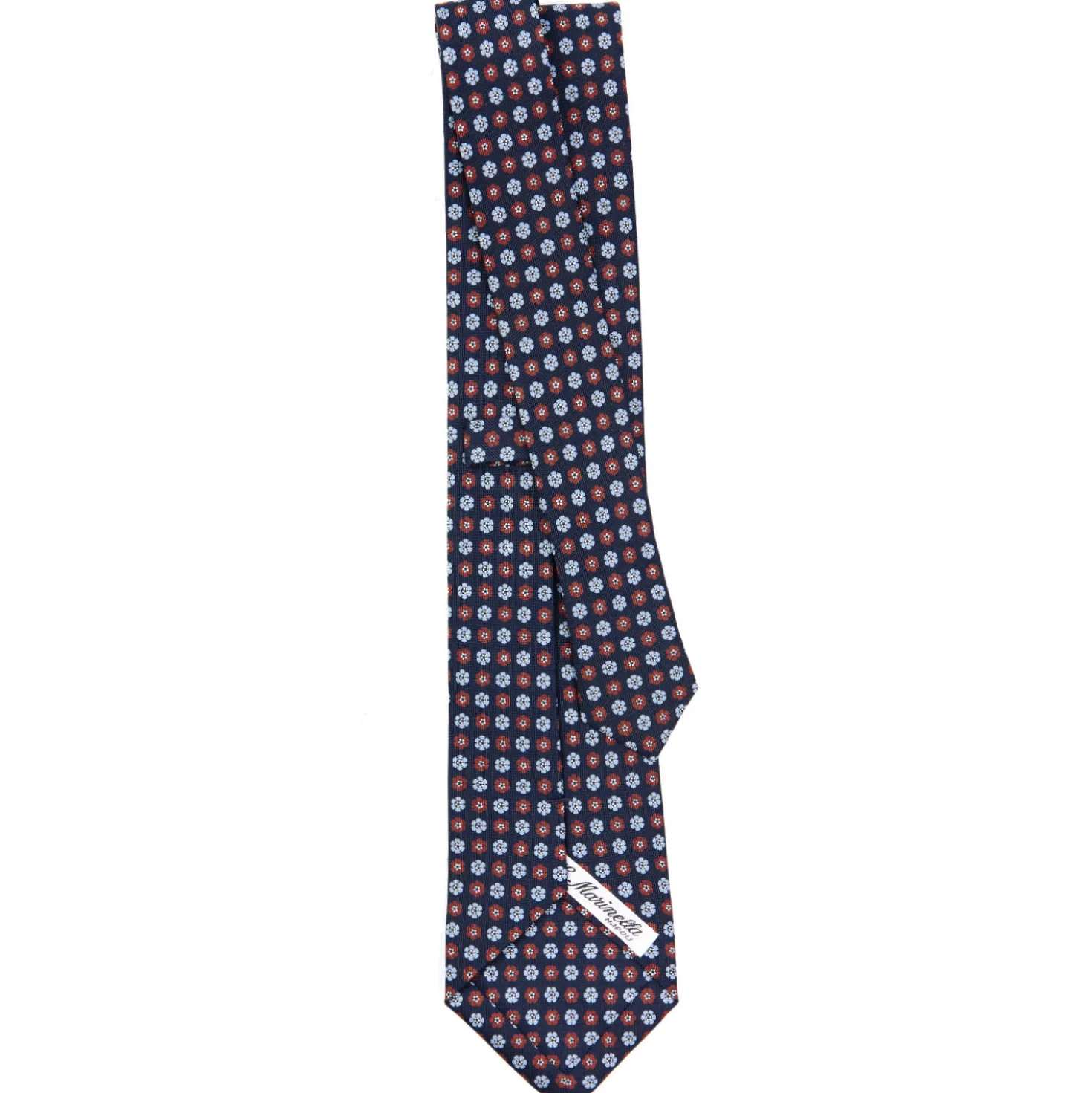 CRAVATTA SARTORIALE CLASSICA IN SETA BLU SCURO Microfantasia fiore