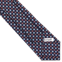 CRAVATTA SARTORIALE CLASSICA IN SETA BLU SCURO Microfantasia fiore