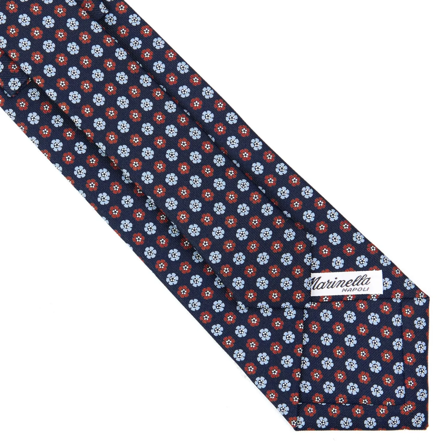 CRAVATTA SARTORIALE CLASSICA IN SETA BLU SCURO Microfantasia fiore