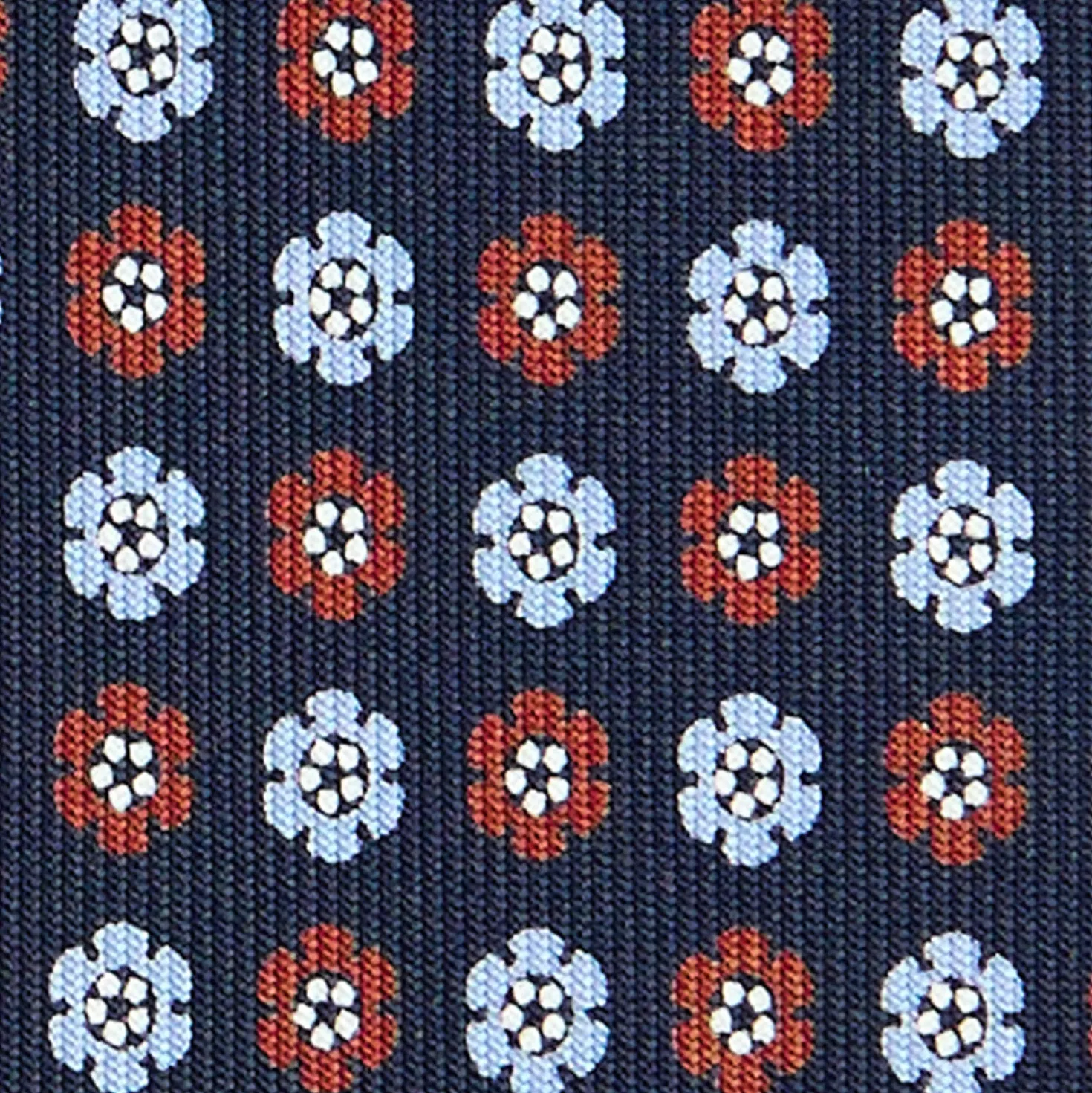 CRAVATTA SARTORIALE CLASSICA IN SETA BLU SCURO Microfantasia fiore