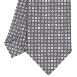 CRAVATTA SARTORIALE CLASSICA IN SETA GRIGIO SCURO Microfantasia fiore