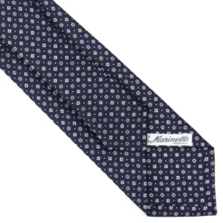 CRAVATTA SARTORIALE CLASSICA IN SETA BLU SCURO Microfantasia fiore