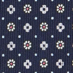 CRAVATTA SARTORIALE CLASSICA IN SETA BLU SCURO Microfantasia fiore