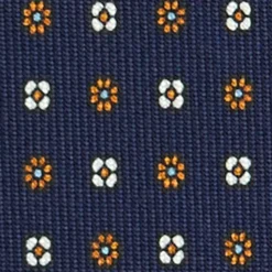 CRAVATTA SARTORIALE CLASSICA IN SETA BLU SCURO Microfantasia fiore