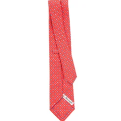 CRAVATTA SARTORIALE CLASSICA IN SETA ROSSA Microfantasia fiore
