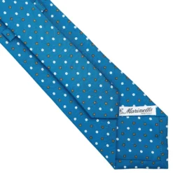 CRAVATTA SARTORIALE CLASSICA IN SETA BLU MEDIO Microfantasia fiore