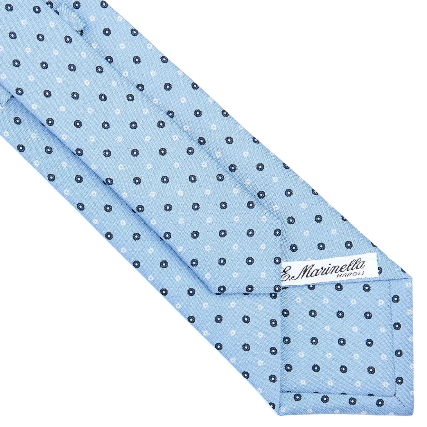 CRAVATTA SARTORIALE CLASSICA IN SETA AZZURRO Microfantasia fiore