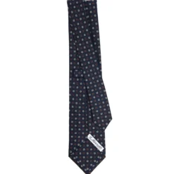CRAVATTA SARTORIALE CLASSICA IN SETA BLU SCURO Microfantasia fiore