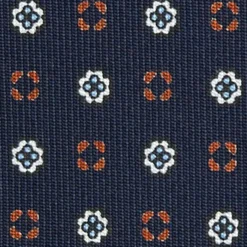 CRAVATTA SARTORIALE CLASSICA IN SETA BLU SCURO Microfantasia fiore