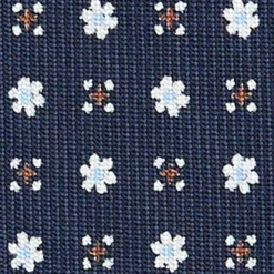 CRAVATTA SARTORIALE CLASSICA IN SETA BLU SCURO Microfantasia fiore