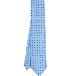CRAVATTA SARTORIALE CLASSICA IN SETA AZZURRA Microfantasia fiore