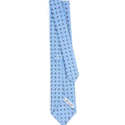 CRAVATTA SARTORIALE CLASSICA IN SETA AZZURRA Microfantasia fiore