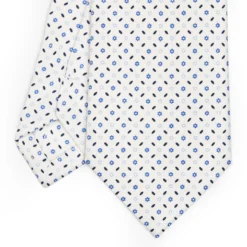 CRAVATTA SARTORIALE CLASSICA IN SETA BIANCA Microfantasia fiore