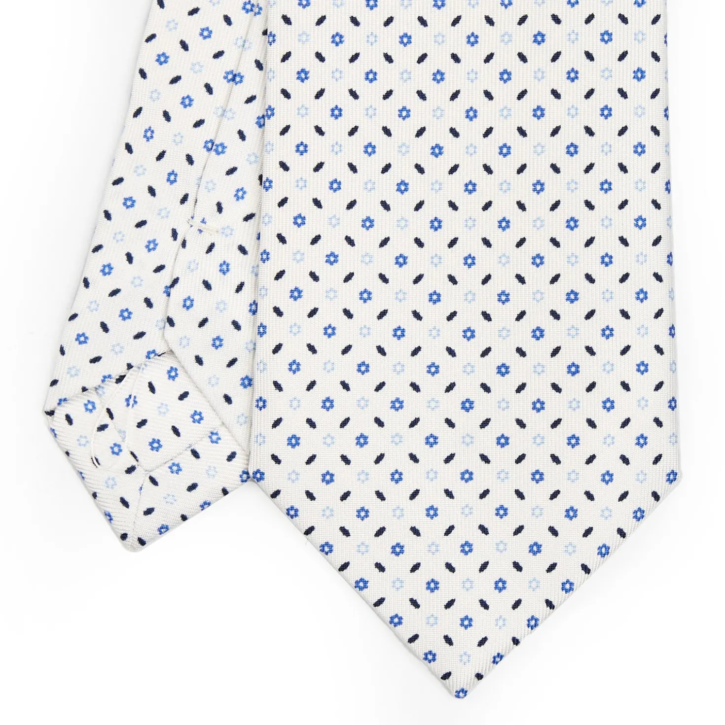 CRAVATTA SARTORIALE CLASSICA IN SETA BIANCA Microfantasia fiore