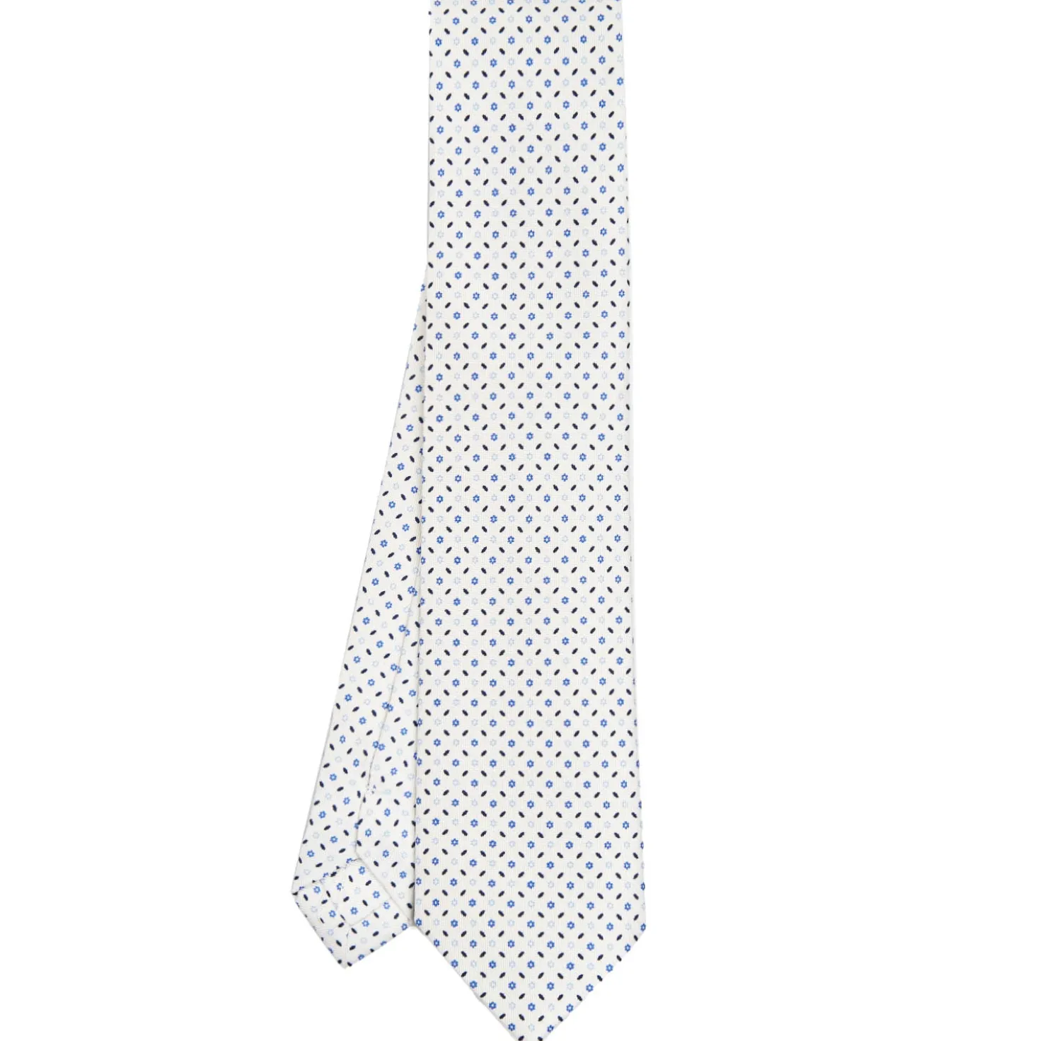 CRAVATTA SARTORIALE CLASSICA IN SETA BIANCA Microfantasia fiore