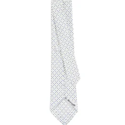 CRAVATTA SARTORIALE CLASSICA IN SETA BIANCA Microfantasia fiore