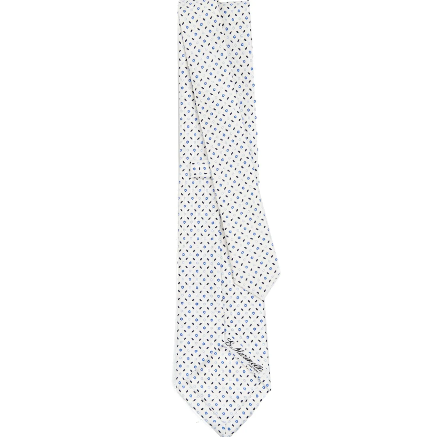 CRAVATTA SARTORIALE CLASSICA IN SETA BIANCA Microfantasia fiore