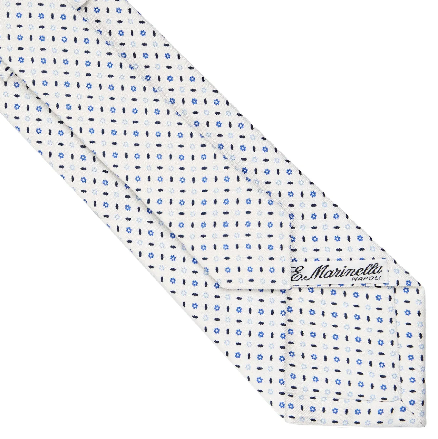 CRAVATTA SARTORIALE CLASSICA IN SETA BIANCA Microfantasia fiore