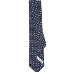 CRAVATTA SARTORIALE CLASSICA IN SETA BLU SCURO Microfantasia fiore