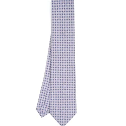 CRAVATTA SARTORIALE CLASSICA IN SETA GRIGIO CHIARO Microfantasia fiore
