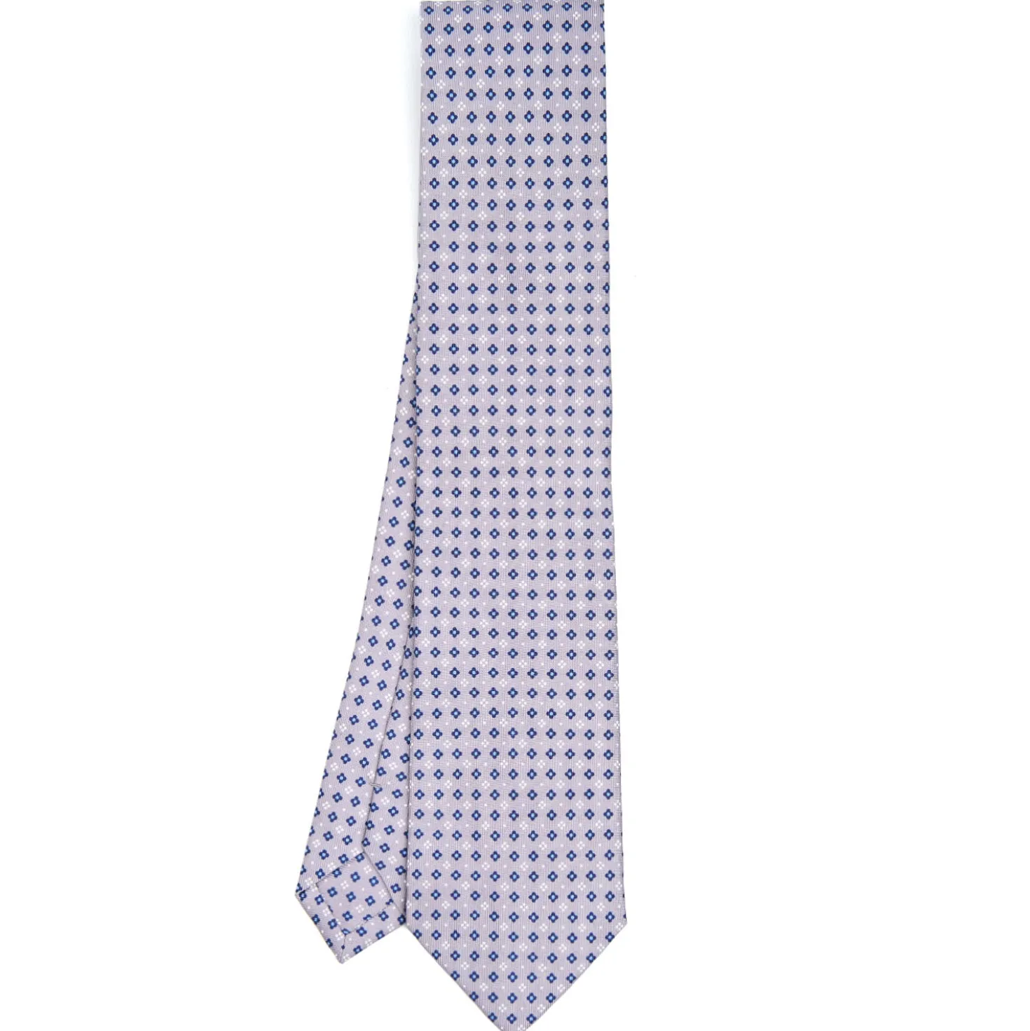 CRAVATTA SARTORIALE CLASSICA IN SETA GRIGIO CHIARO Microfantasia fiore