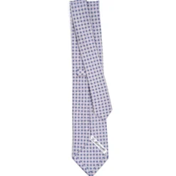CRAVATTA SARTORIALE CLASSICA IN SETA GRIGIO CHIARO Microfantasia fiore