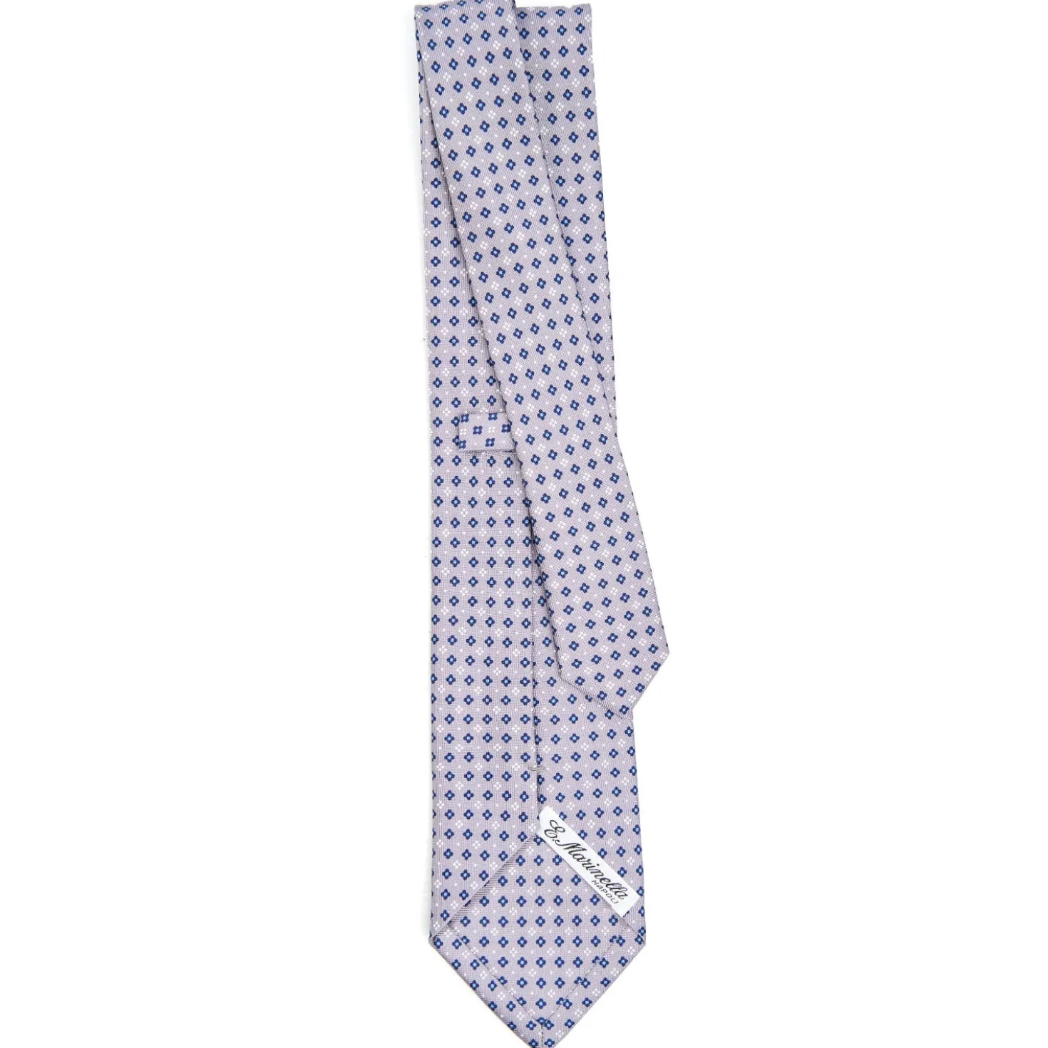 CRAVATTA SARTORIALE CLASSICA IN SETA GRIGIO CHIARO Microfantasia fiore