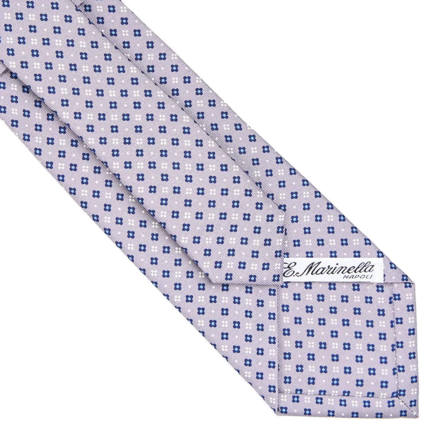 CRAVATTA SARTORIALE CLASSICA IN SETA GRIGIO CHIARO Microfantasia fiore