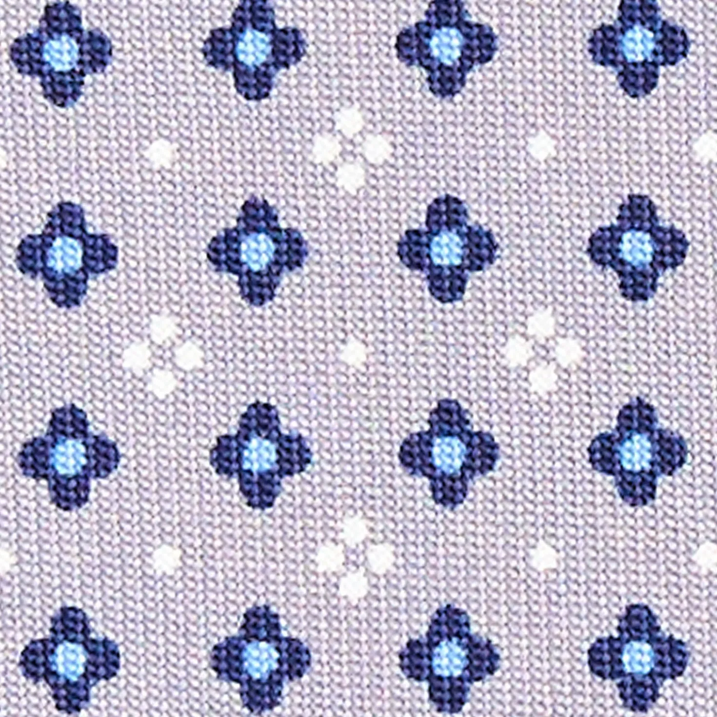 CRAVATTA SARTORIALE CLASSICA IN SETA GRIGIO CHIARO Microfantasia fiore