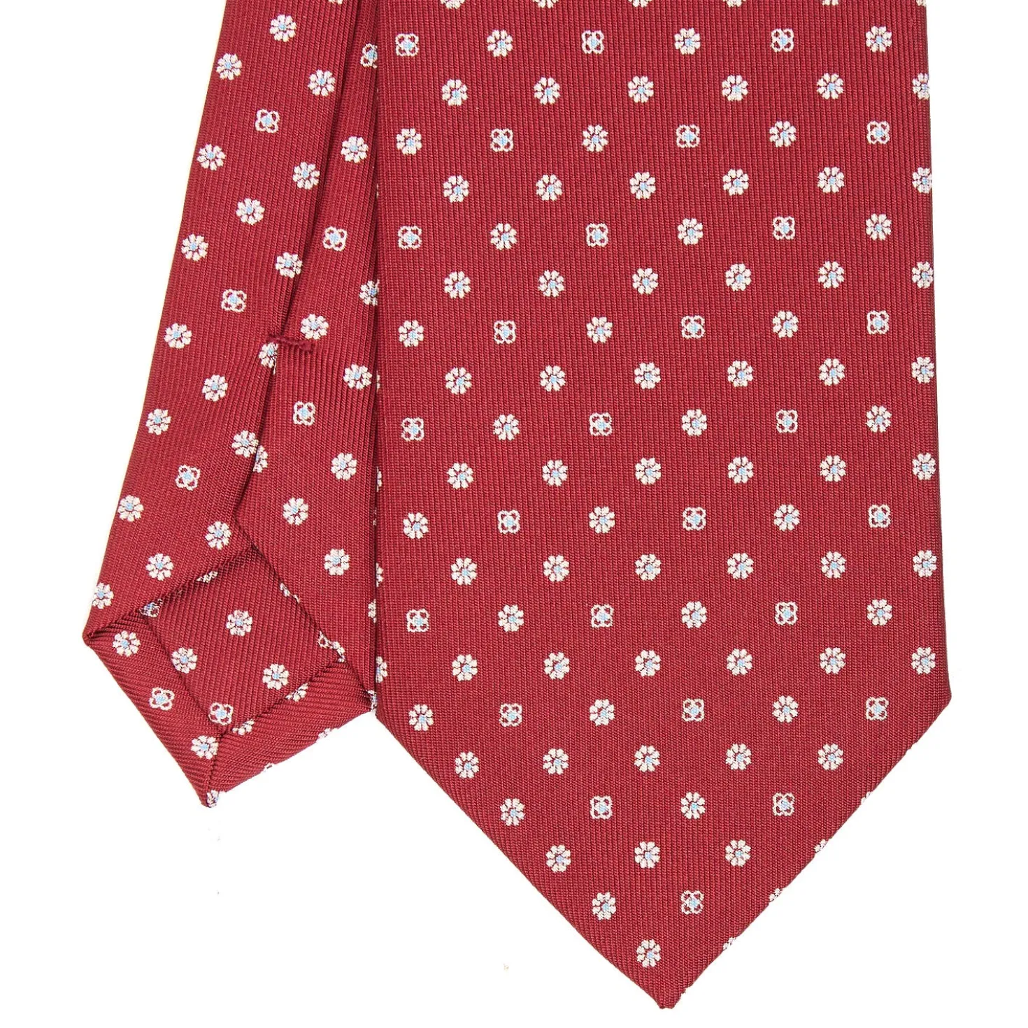 CRAVATTA SARTORIALE CLASSICA IN SETA BORDEAUX Microfantasia fiore