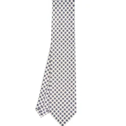 CRAVATTA SARTORIALE CLASSICA IN SETA BIANCA Microfantasia fiore