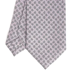 CRAVATTA SARTORIALE CLASSICA IN SETA GRIGIO CHIARO Microfantasia fiore