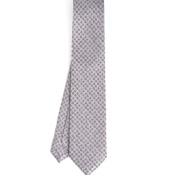 CRAVATTA SARTORIALE CLASSICA IN SETA GRIGIO CHIARO Microfantasia fiore