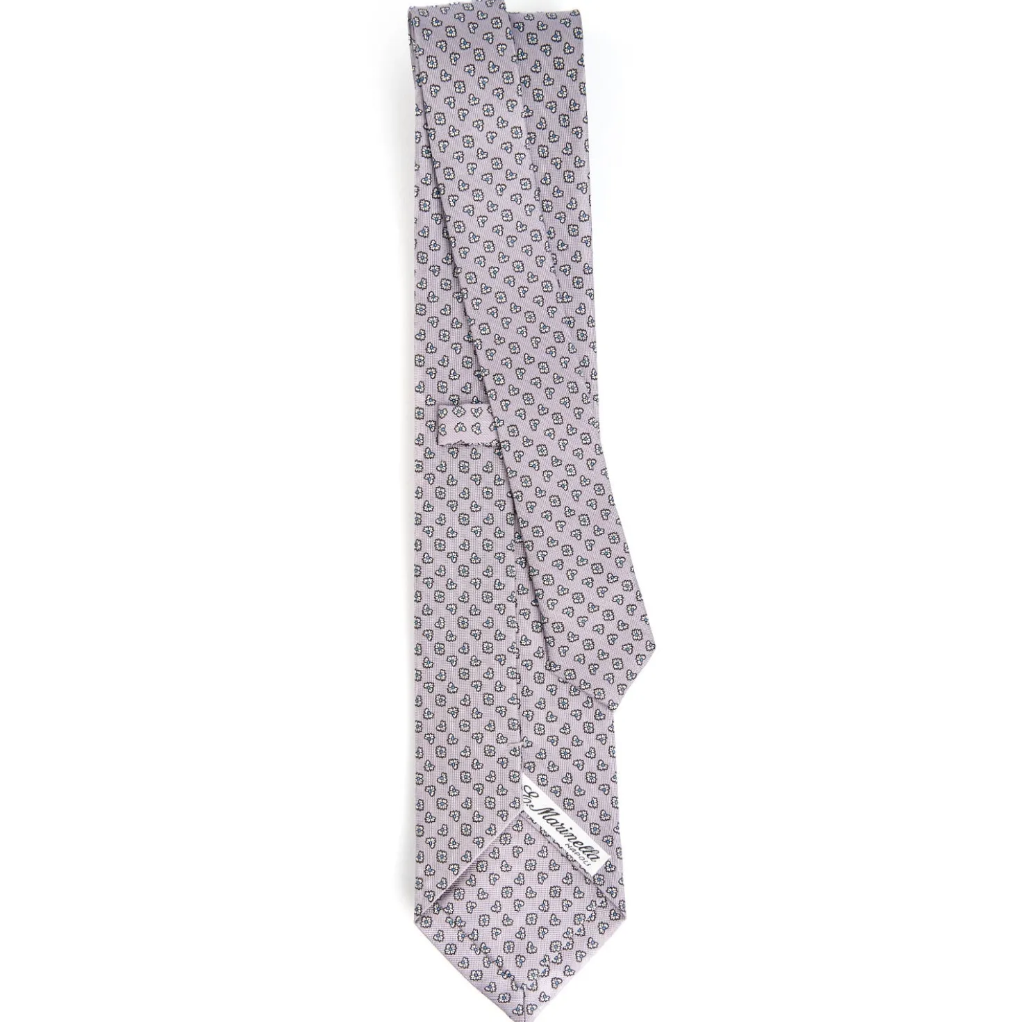 CRAVATTA SARTORIALE CLASSICA IN SETA GRIGIO CHIARO Microfantasia fiore