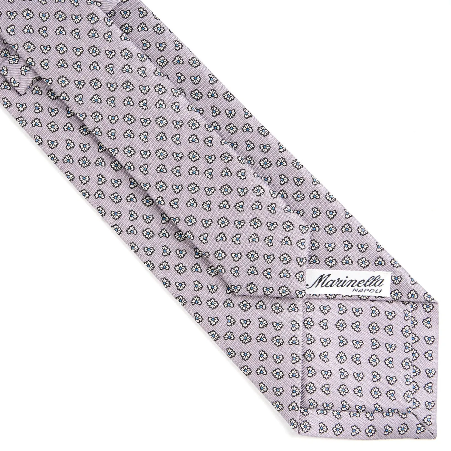 CRAVATTA SARTORIALE CLASSICA IN SETA GRIGIO CHIARO Microfantasia fiore