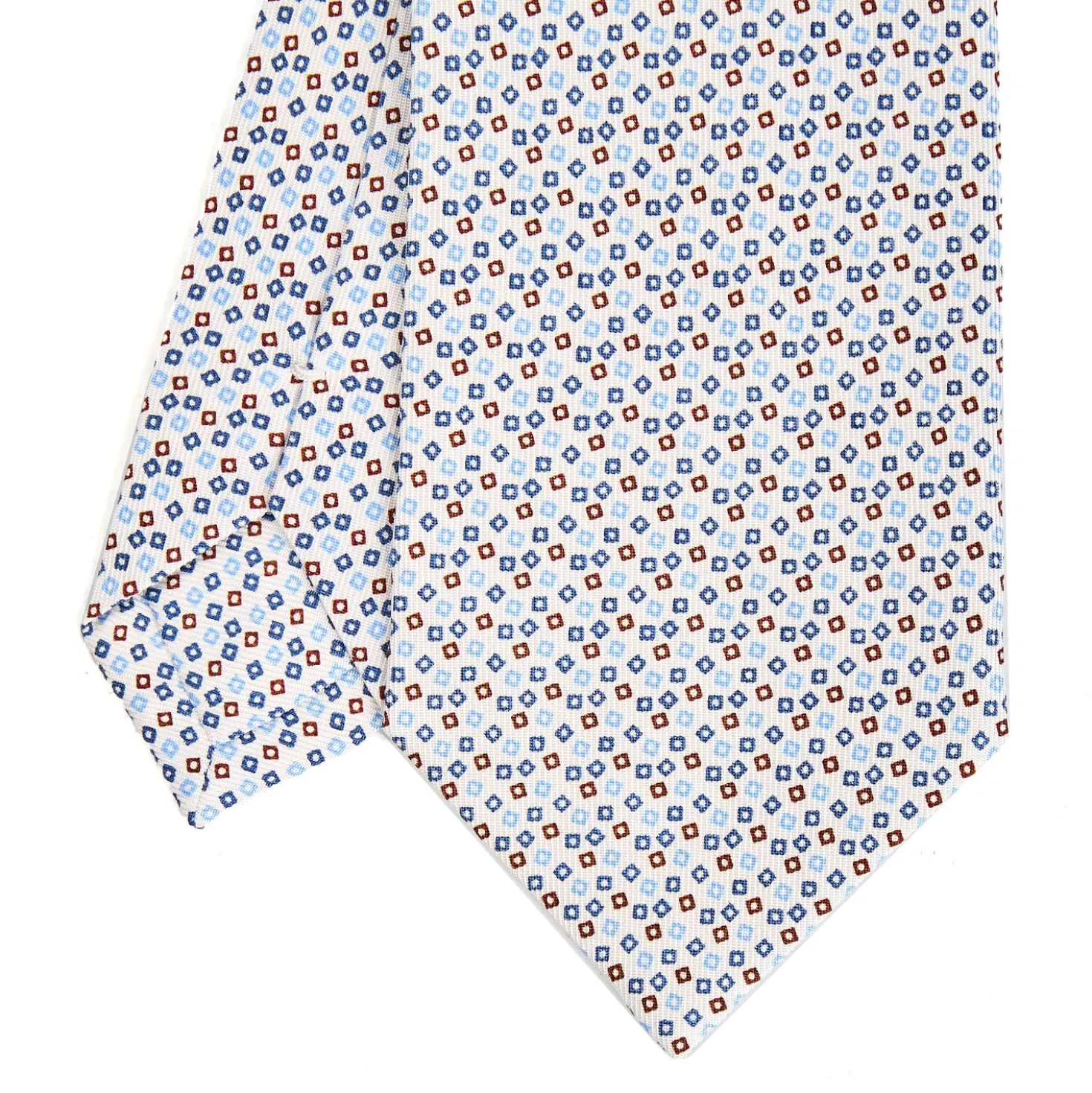 CRAVATTA SARTORIALE CLASSICA IN SETA BIANCO Microfantasia fiore
