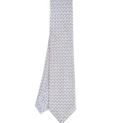 CRAVATTA SARTORIALE CLASSICA IN SETA BIANCO Microfantasia fiore