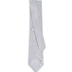 CRAVATTA SARTORIALE CLASSICA IN SETA BIANCO Microfantasia fiore