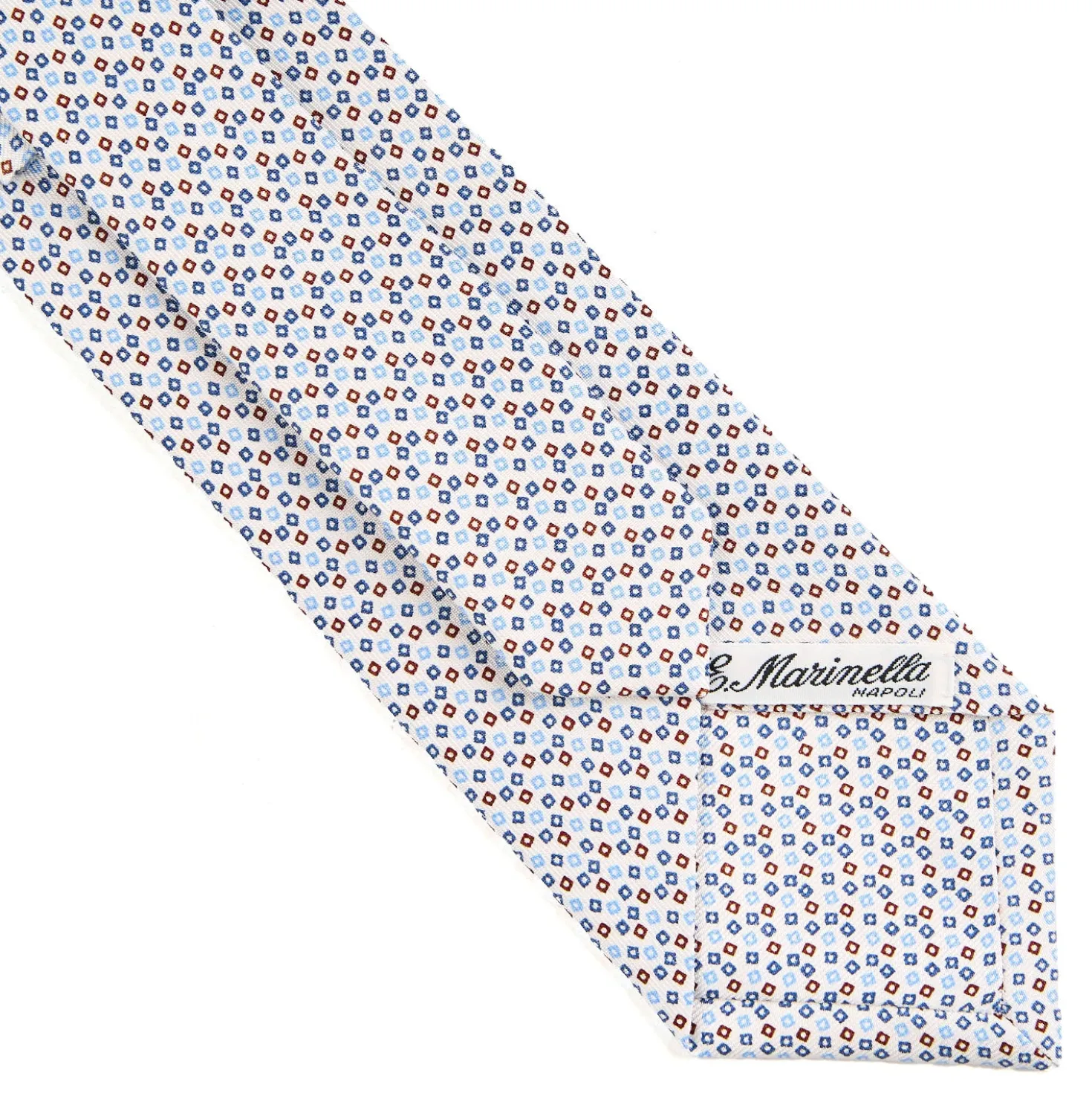 CRAVATTA SARTORIALE CLASSICA IN SETA BIANCO Microfantasia fiore