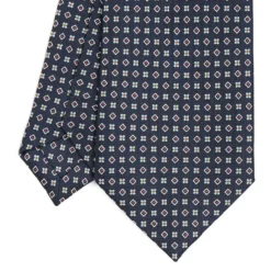 CRAVATTA SARTORIALE CLASSICA IN SETA BLU SCURO Microfantasia fiore