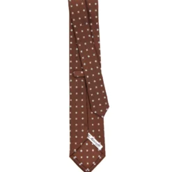 CRAVATTA SARTORIALE CLASSICA IN SETA MARRONE SCURO Microfantasia fiore