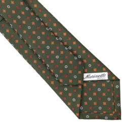 CRAVATTA SARTORIALE CLASSICA IN SETA VERDE OLIVA Microfantasia fiore