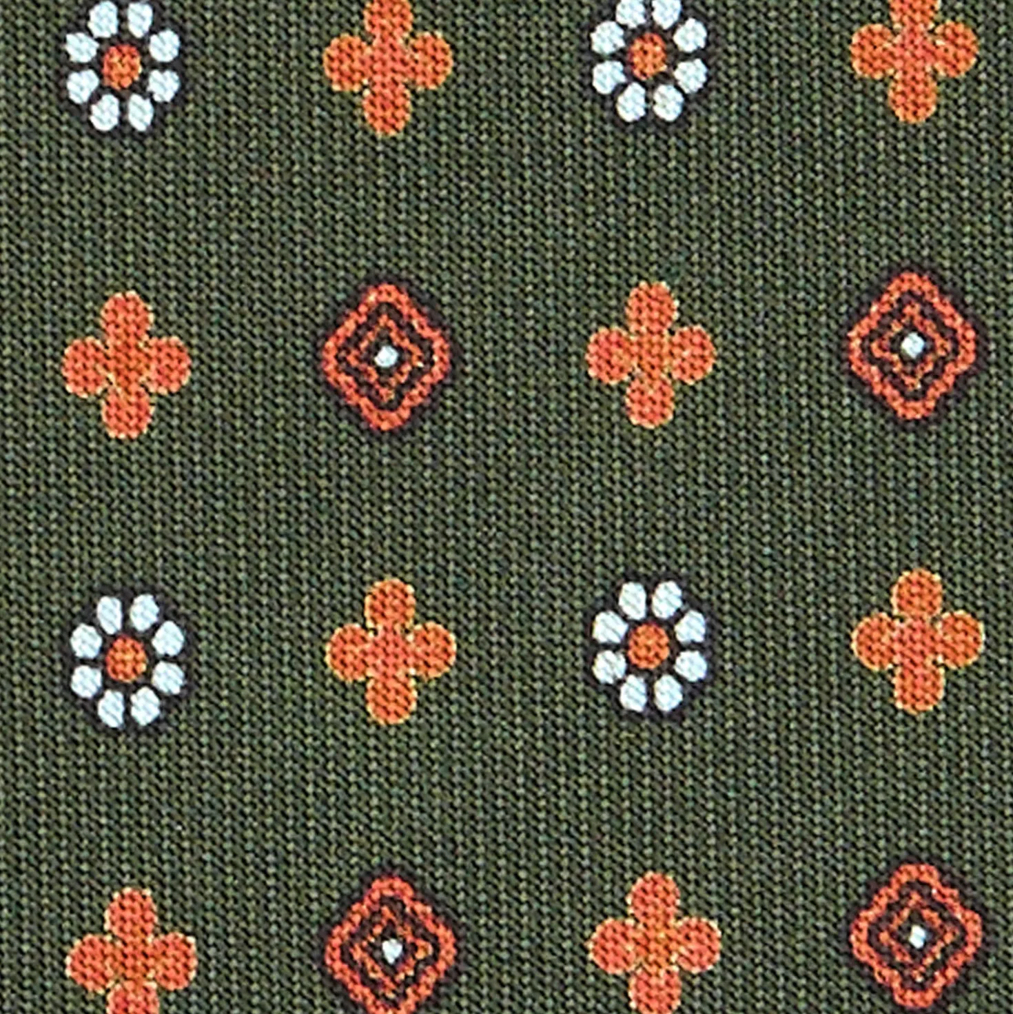CRAVATTA SARTORIALE CLASSICA IN SETA VERDE OLIVA Microfantasia fiore